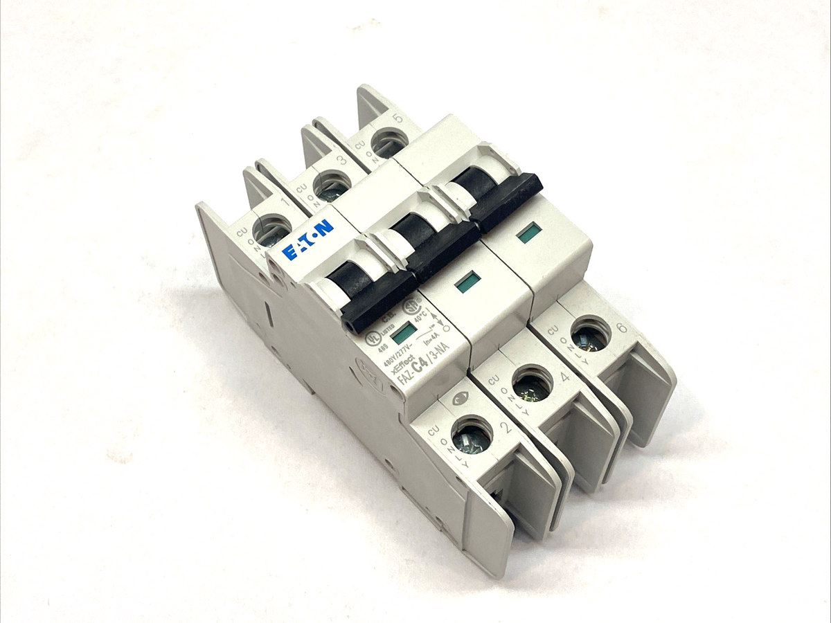 FAZ-C4/3-NA | Eaton Circuit Breaker 3-Pole C-Curve 4A 102242- New – Open box - Maverick Industrial Sales