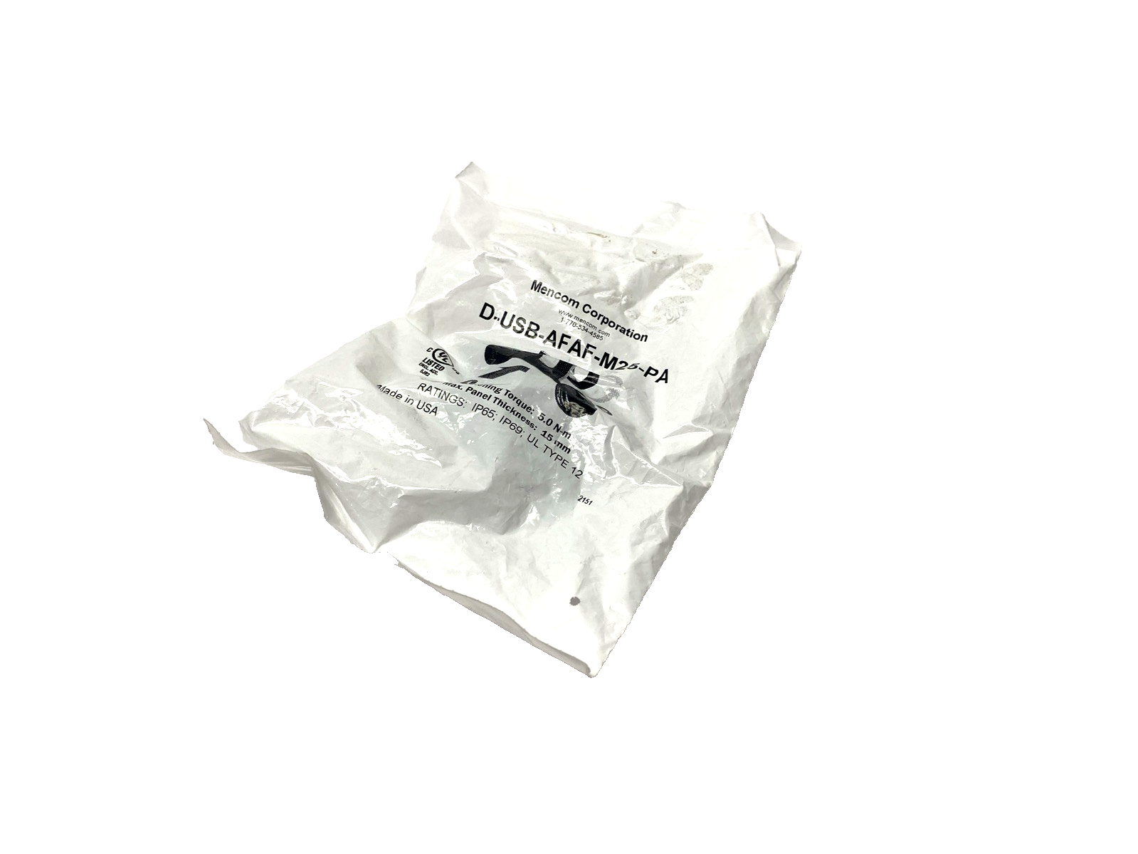 D-USB-AFAF-M25-PA | Mencom Port Adapter With USB Style A Female-Female M25 Thread - New - Maverick Industrial Sales