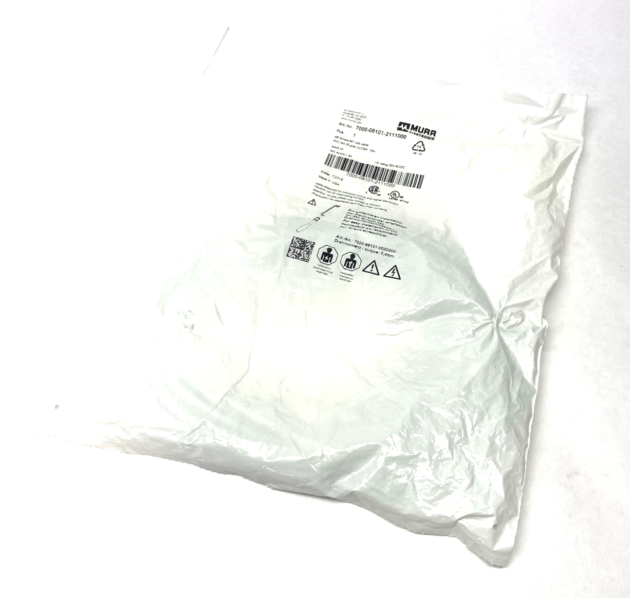 Murrelektronik 7000-08101-2111000 Single Ended M8 female 90° A-cod. Cable - Maverick Industrial Sales