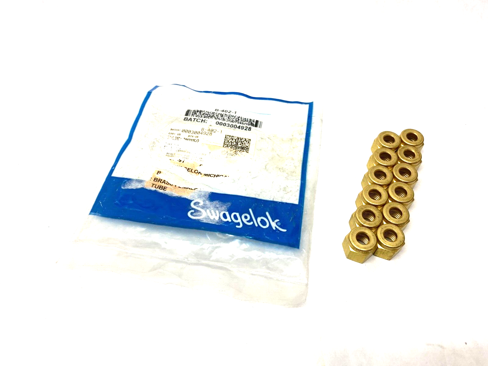 Swagelok B-402-1 Brass Compression Nut for 1/4" Tube Fitting PKG OF 12 - Maverick Industrial Sales