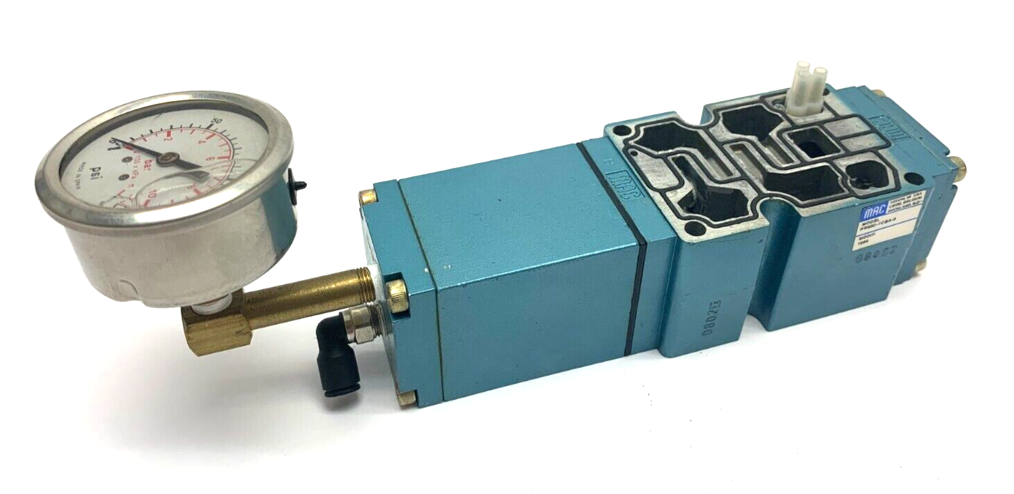 PR63D-1CBA-9 | Mac Valves Pneumatic Valve Manifold w/ Gauge - Used - Maverick Industrial Sales