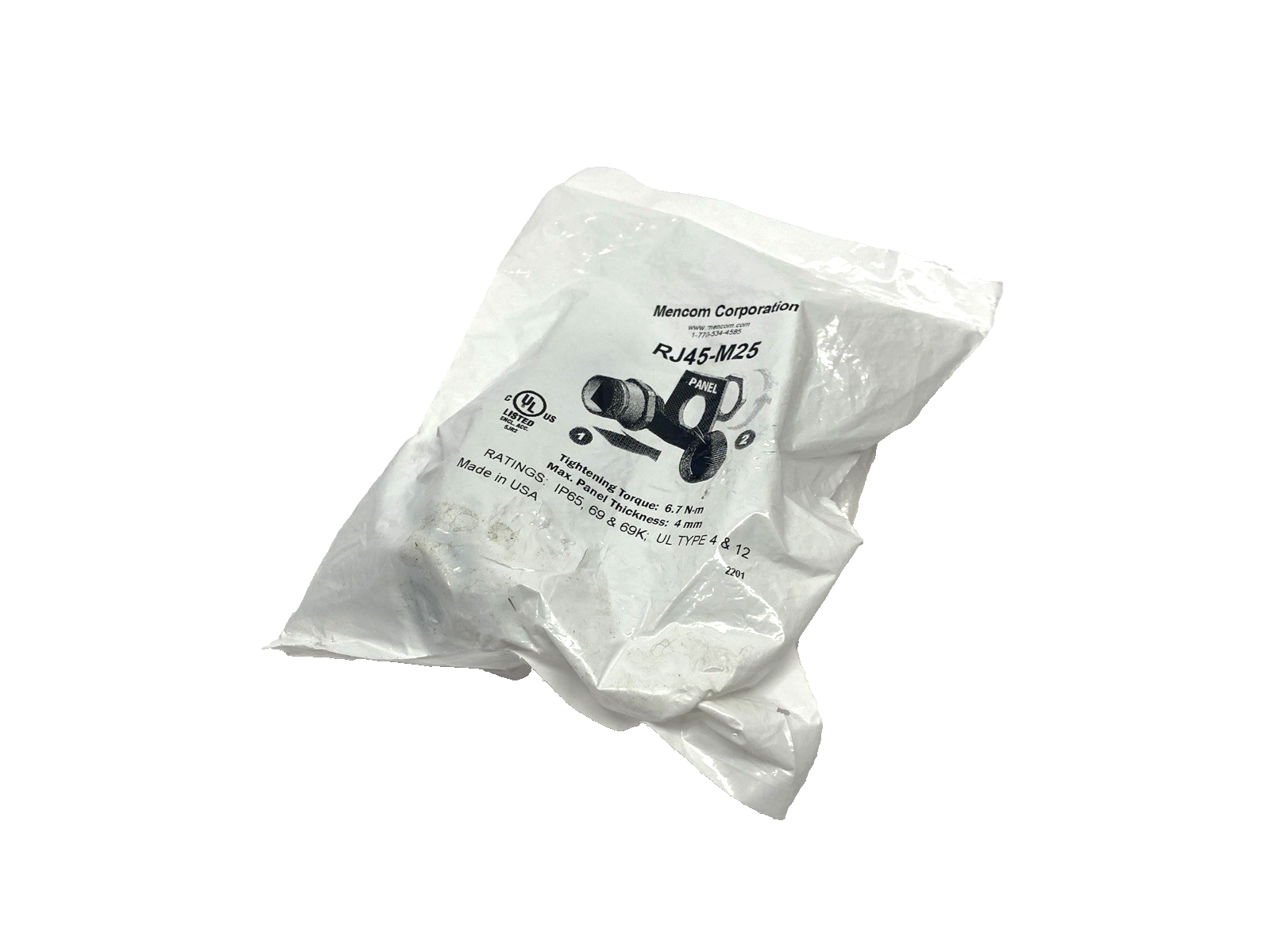 RJ45-M25 | Mencom Panel Interface Connector RJ45, M25 Mounting - New - Maverick Industrial Sales