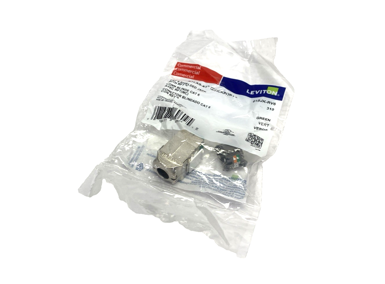 61SJK-RV6 | Leviton ATLAS-X1 Cat 6 Shielded QUICKPORT Jack, Green - New - Maverick Industrial Sales