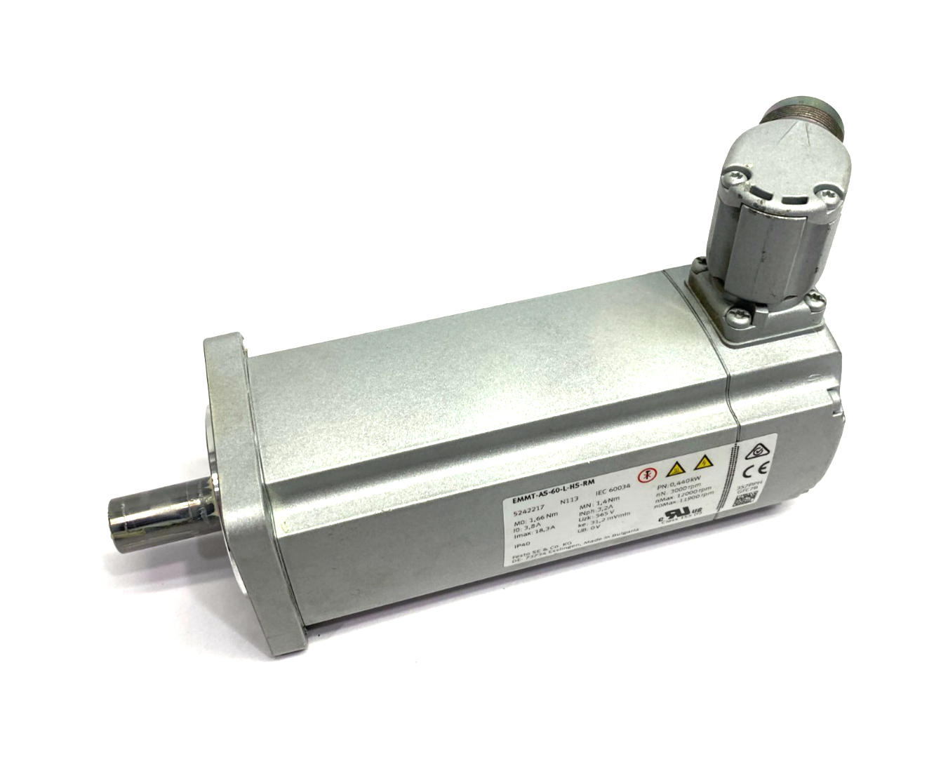 Festo EMMT-AS-60-L-HS-RM Servo Motor 440W 14300rpm Max 5242217 - Used - Maverick Industrial Sales