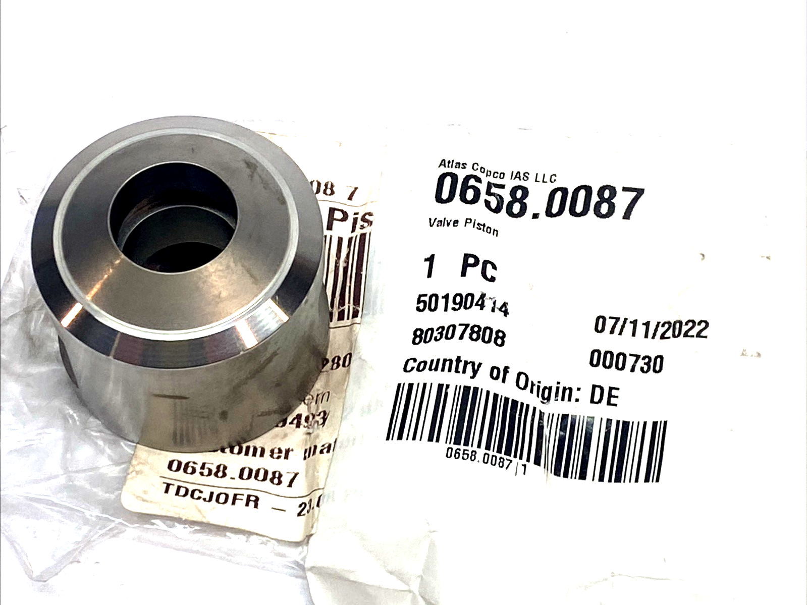 658.0087 | Atlas Copco Valve Piston - New – Open box - Maverick Industrial Sales