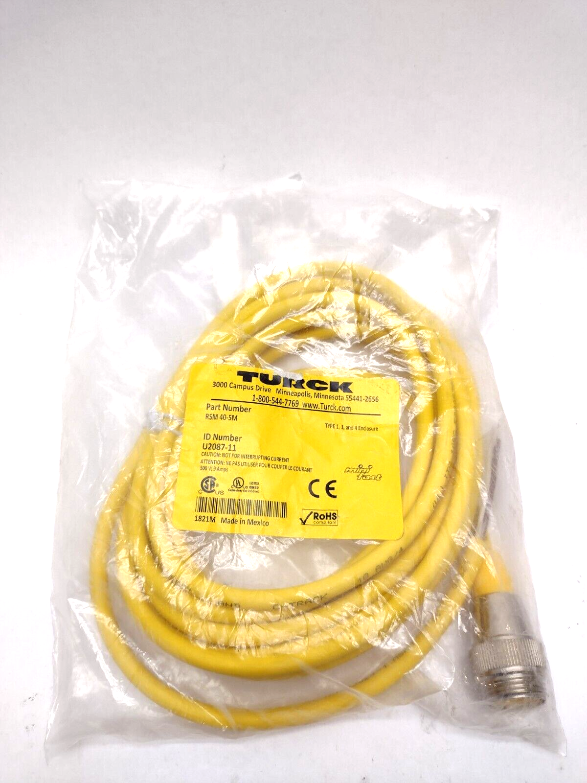Turck RSM 40-5M Minifast Cordset U2087-11 - New - Maverick Industrial Sales