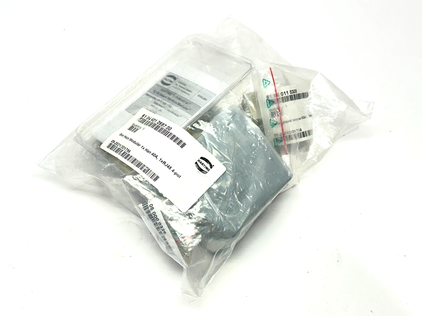 Harting 61 04 401 2687 00 Han Modular Connector Set 1x Han 40A 1x RJ45 4-Pol - New - Maverick Industrial Sales