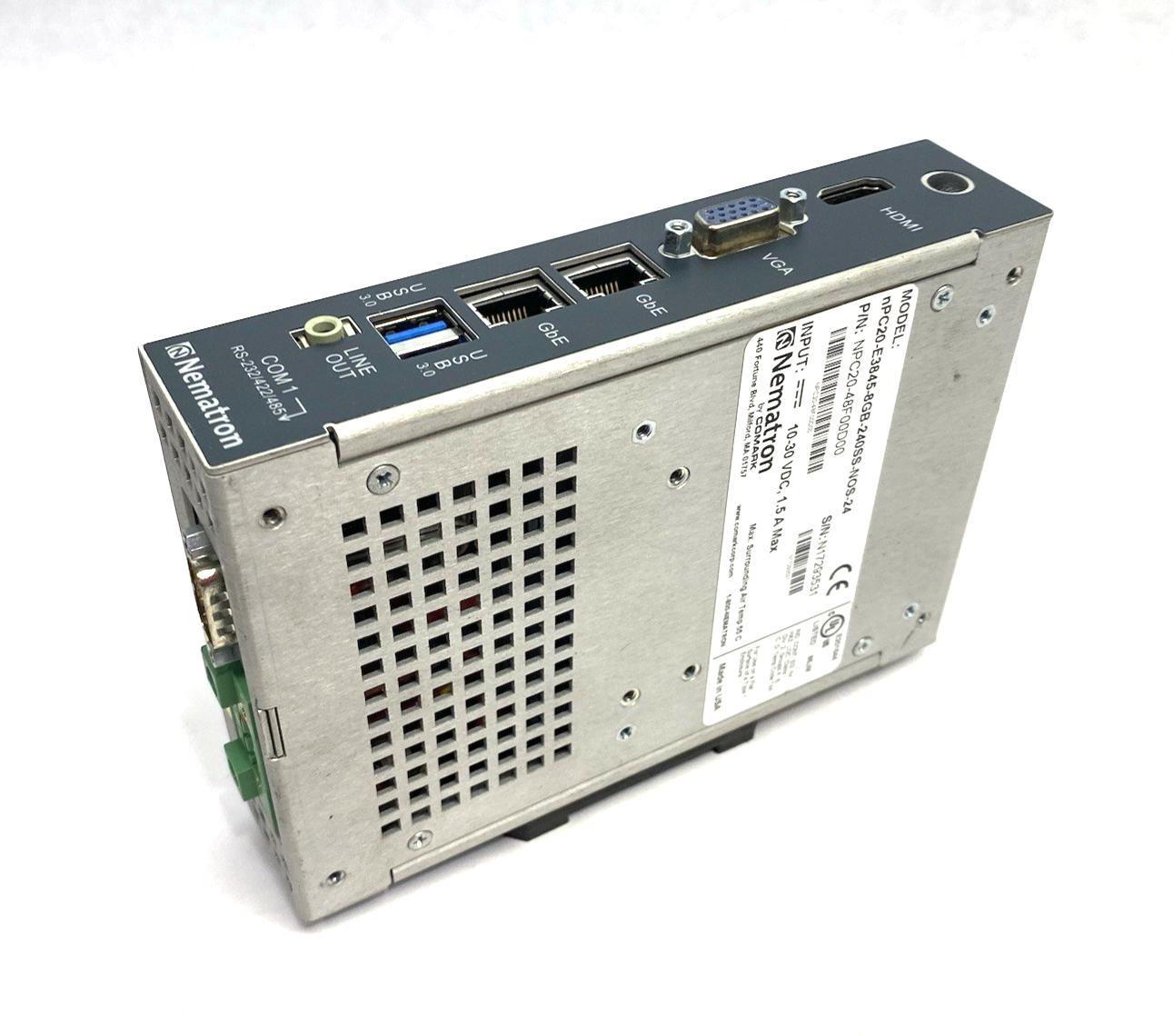 nPC20-E3845-8GB-240SS-NOS-24 | Nematron Fanless Node PC, Intel QC, NPC20-48F00D00 - Used - Maverick Industrial Sales