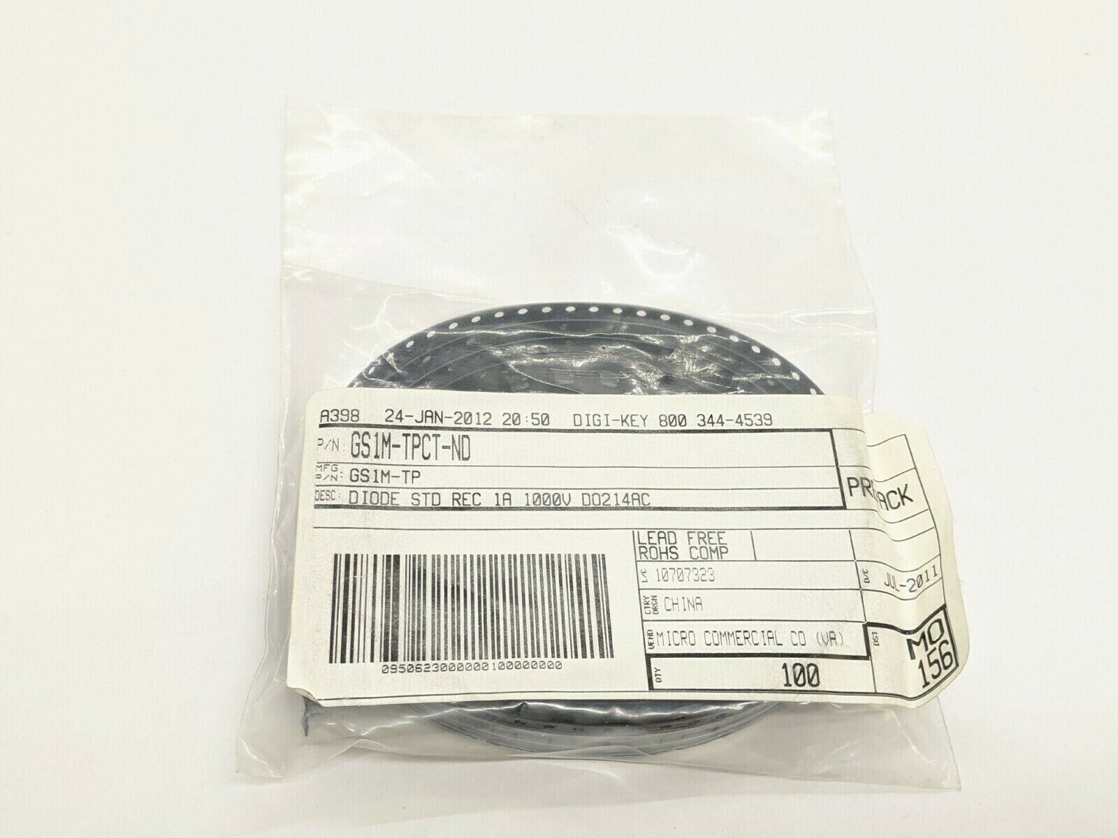 GS1M-TPCT-ND | Micro Commercial Diode GS1M-TP STD REC 1A 1000V PKG OF 100 - New - Maverick Industrial Sales