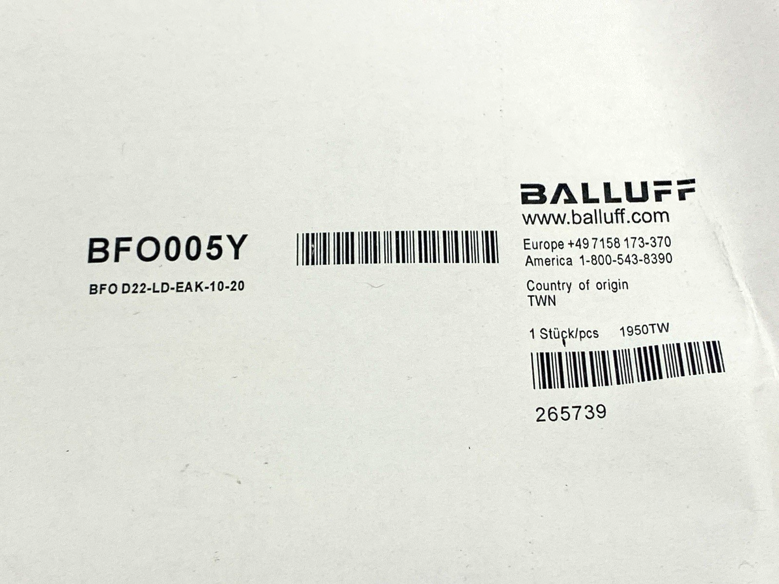 Balluff BFO005Y Fiber Optic Cable 20m BFO D22-LD-EAK-10-20 - Maverick Industrial Sales