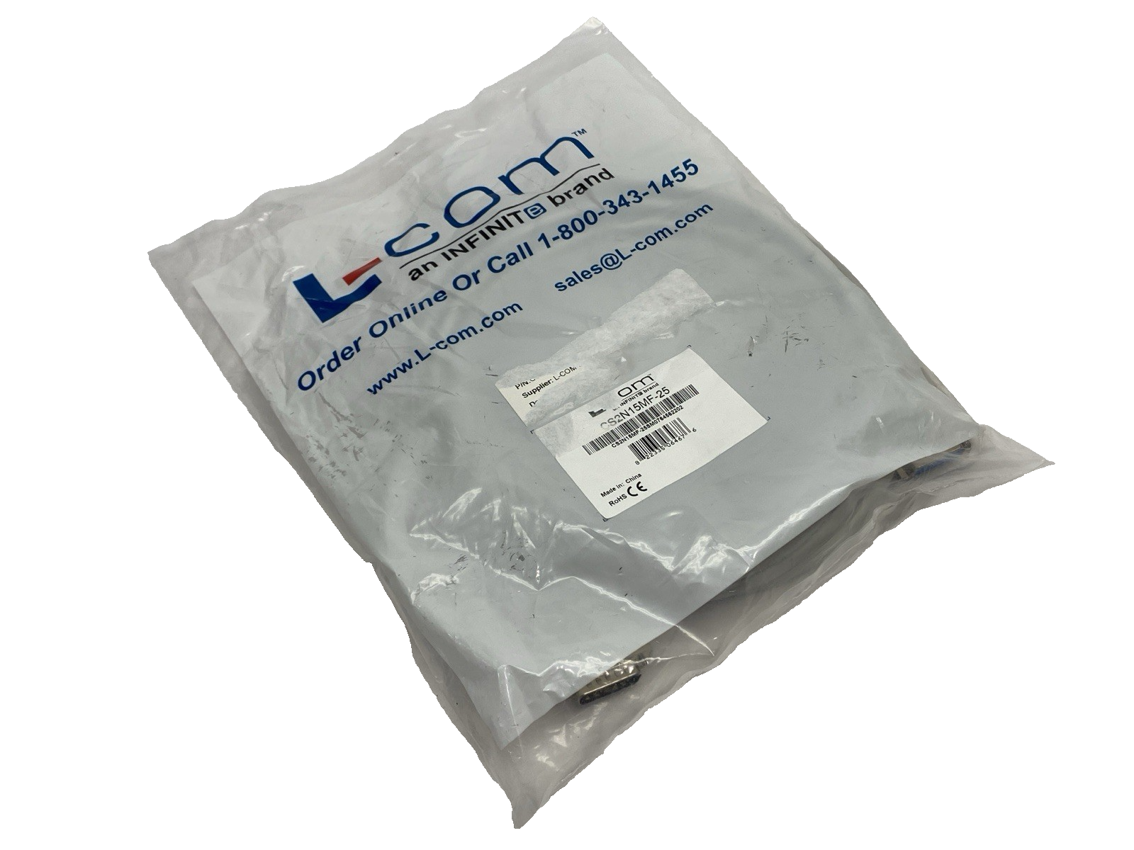 L-Com CS2N15MF-25 Double-Ended D-Sub Male to Female Cordset 25' - New - Maverick Industrial Sales