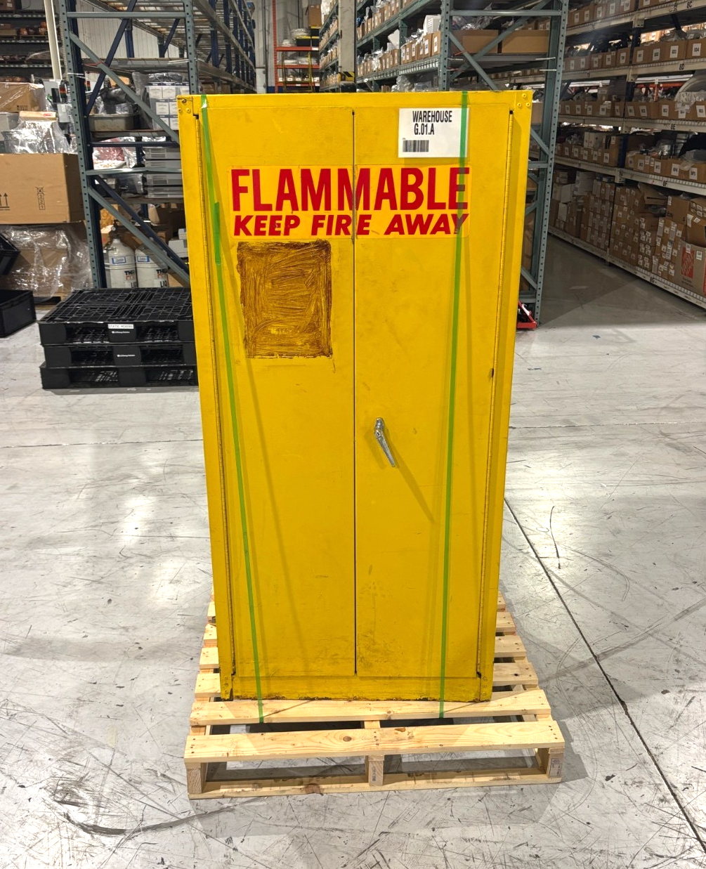 Flammable Liquid Storage Cabinet, Safety Yellow, 31.5"x31.5"x65" No Key - Maverick Industrial Sales
