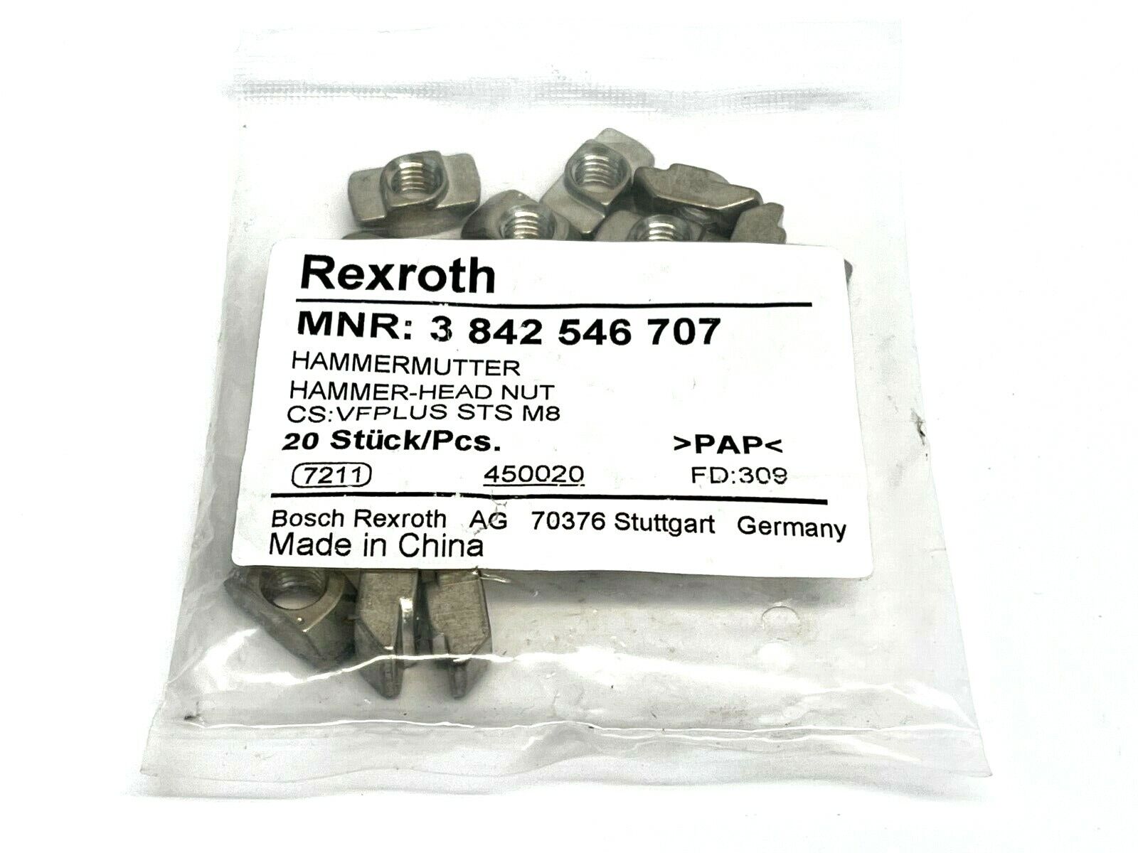 Bosch Rexroth 3842546707 T-Nut VFPlus STS M8 LOT OF 20 - Maverick Industrial Sales