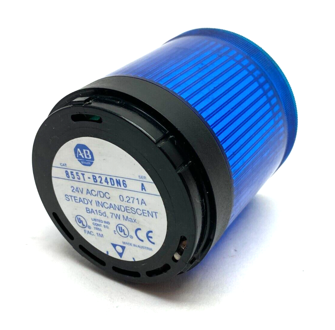 Allen Bradley 855T-B24DN6 Ser A Steady Incandescent Stack Light Blue 24V NO BULB - Used - Maverick Industrial Sales