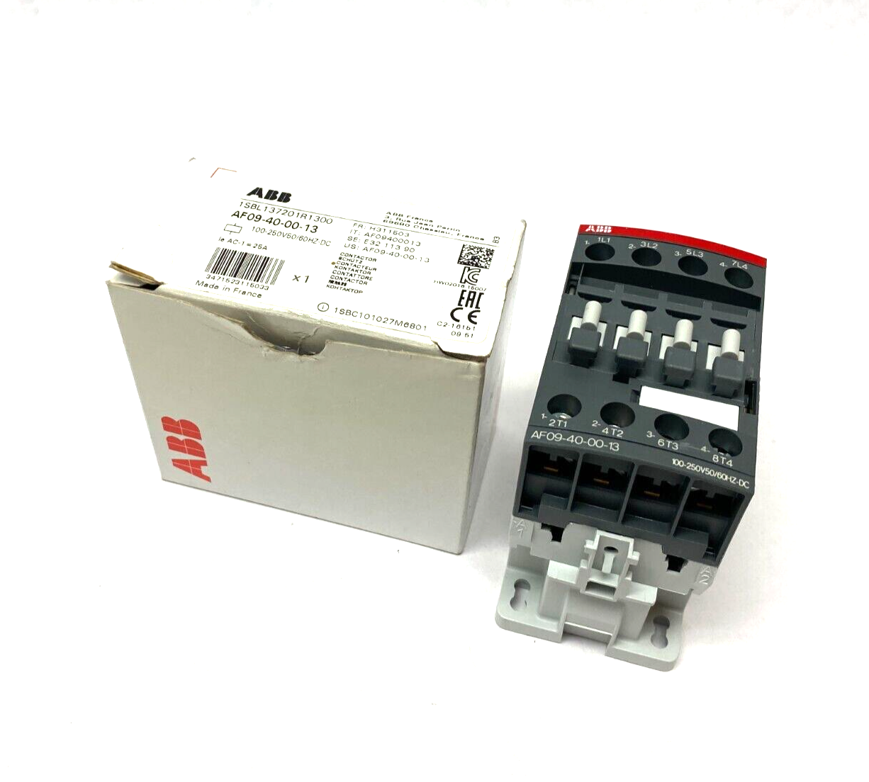 1SBL137201R1300,AF09-40-00-13 | ABB 1SBL137201R1300 4-Pole IEC Contactor 100-250V 50/60Hz AF09-40-00-13 - New – Open Box - Maverick Industrial Sales