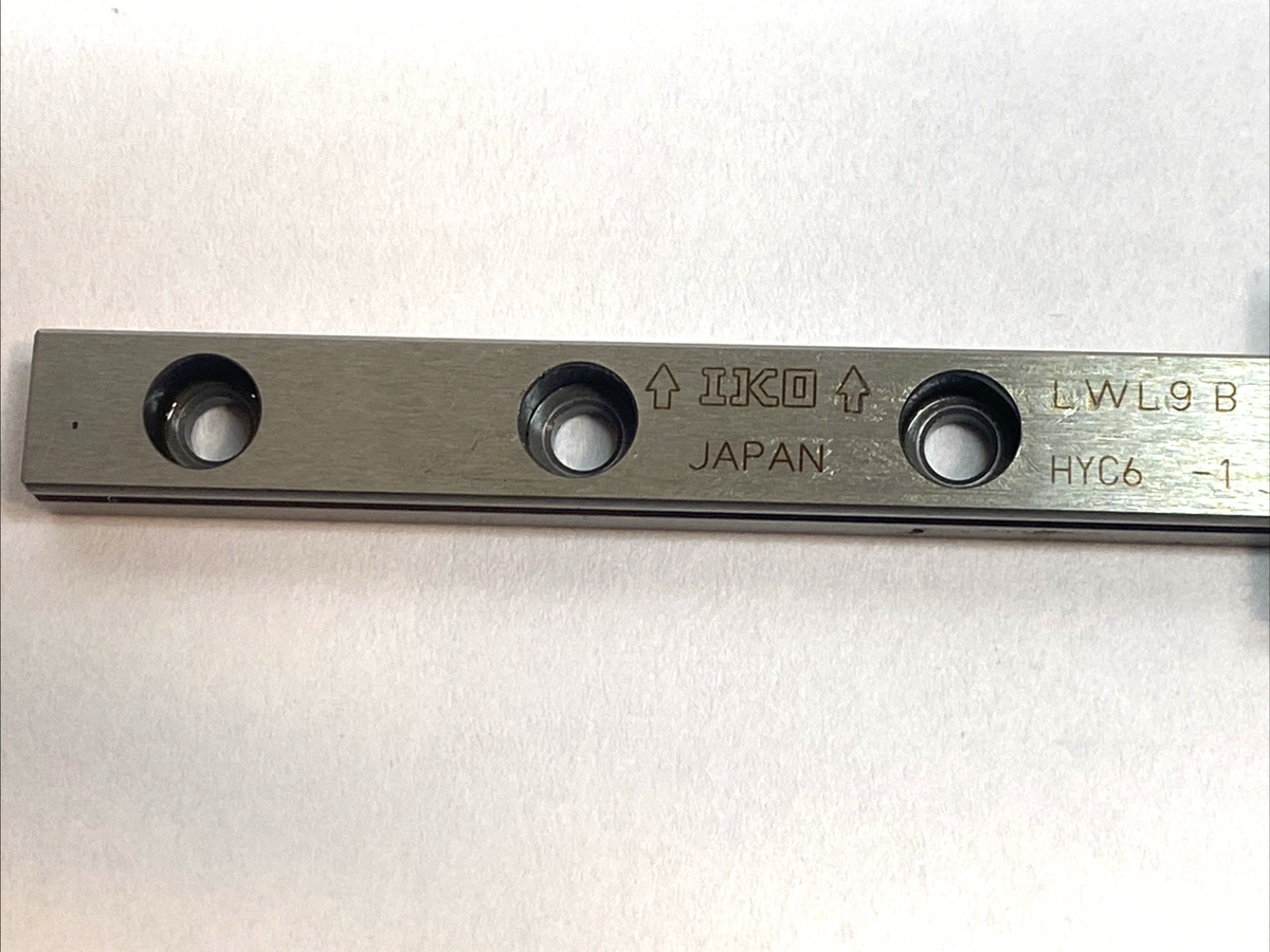 LWL9B | IKO Miniature Linear Guide Rail 158mmx9mm w/3 Carriage Blocks- Used - Maverick Industrial Sales