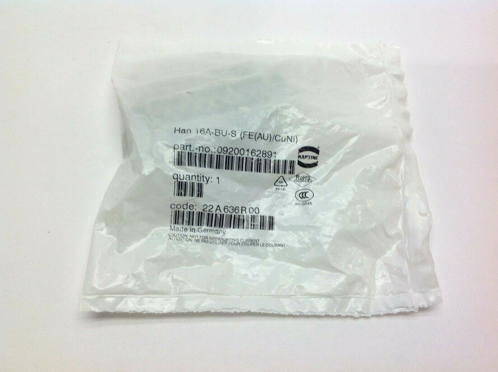 Harting Han 16A-BU-S (FE(AU)/CuNi) Heavy Duty Connector 09200162891 - Maverick Industrial Sales