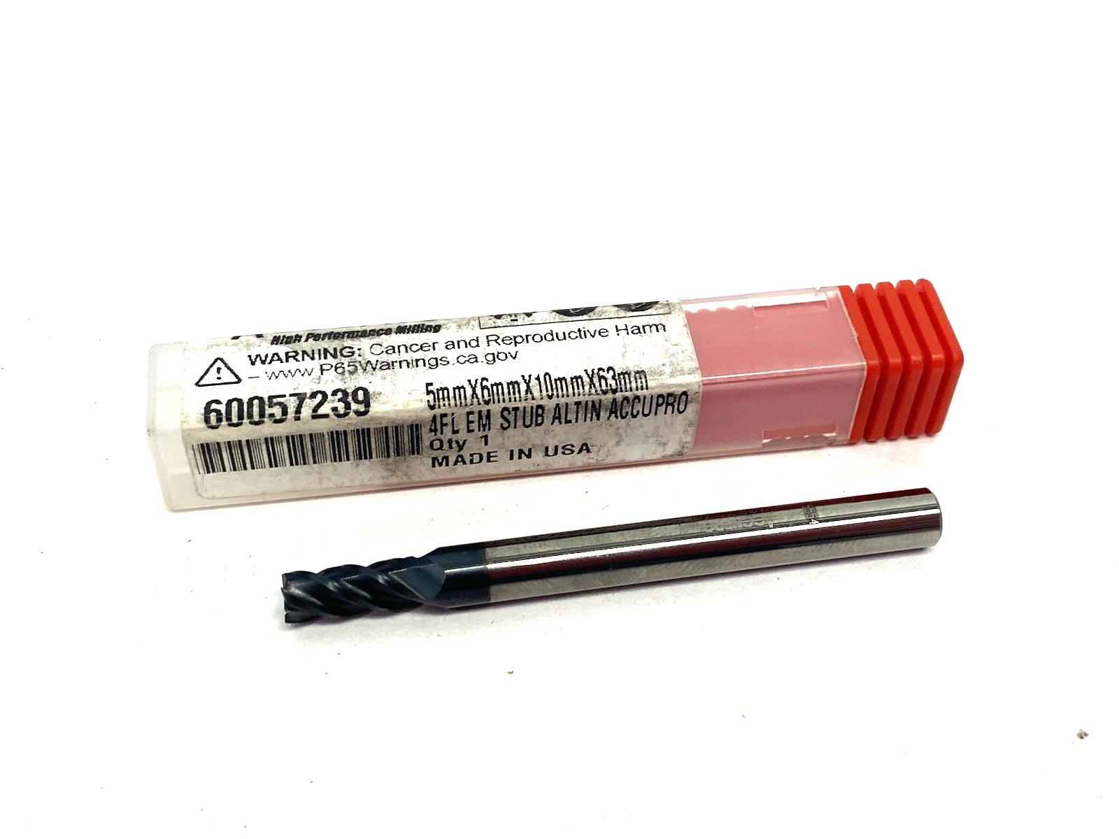60057239 | Accupro Square End Mill: 5.00 mm Dia, 10.00 mm LOC, 4 Flute, Solid Carb - Used - Maverick Industrial Sales