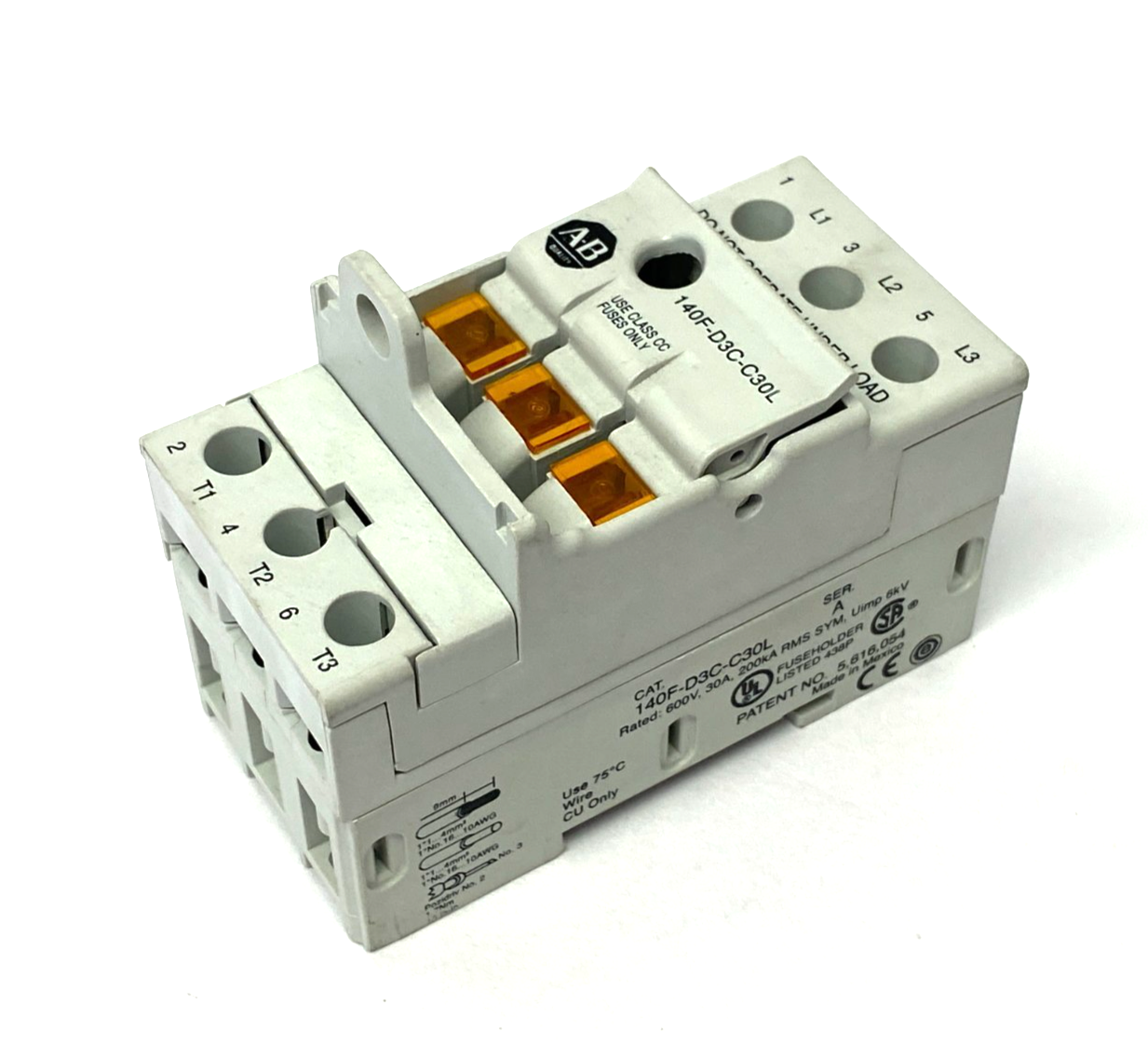 Allen Bradley 140F-D3C-C30L Ser. A Fuse Holder 3-Pole 30A - Used - Maverick Industrial Sales