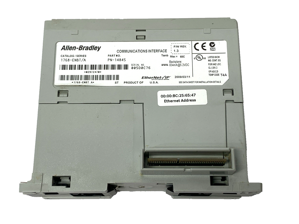 1768-ENBT | Allen Bradley Ser. A CompactLogix L4X EtherNet/IP Module - Used - Maverick Industrial Sales