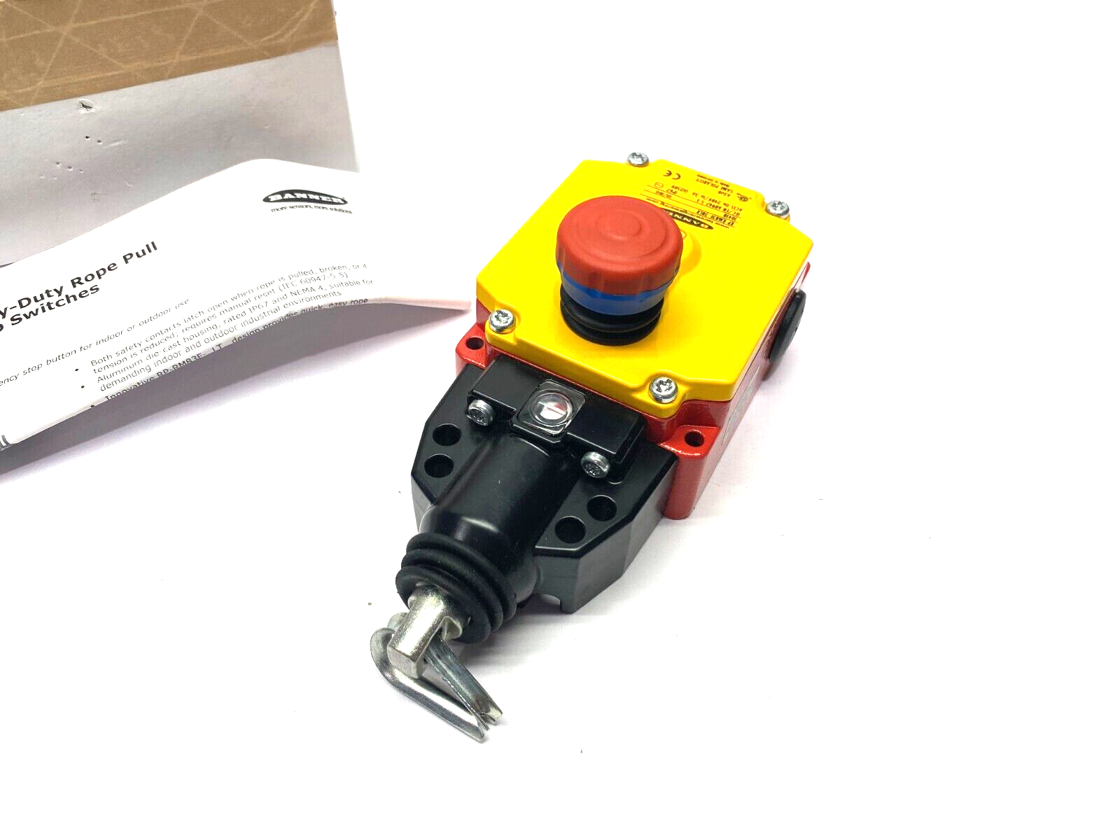 Banner RP-RM83F-38LR Heavy Duty Emergency Stop Rope Pull Module 2 NO, 2NC 82129 - New – Open box - Maverick Industrial Sales