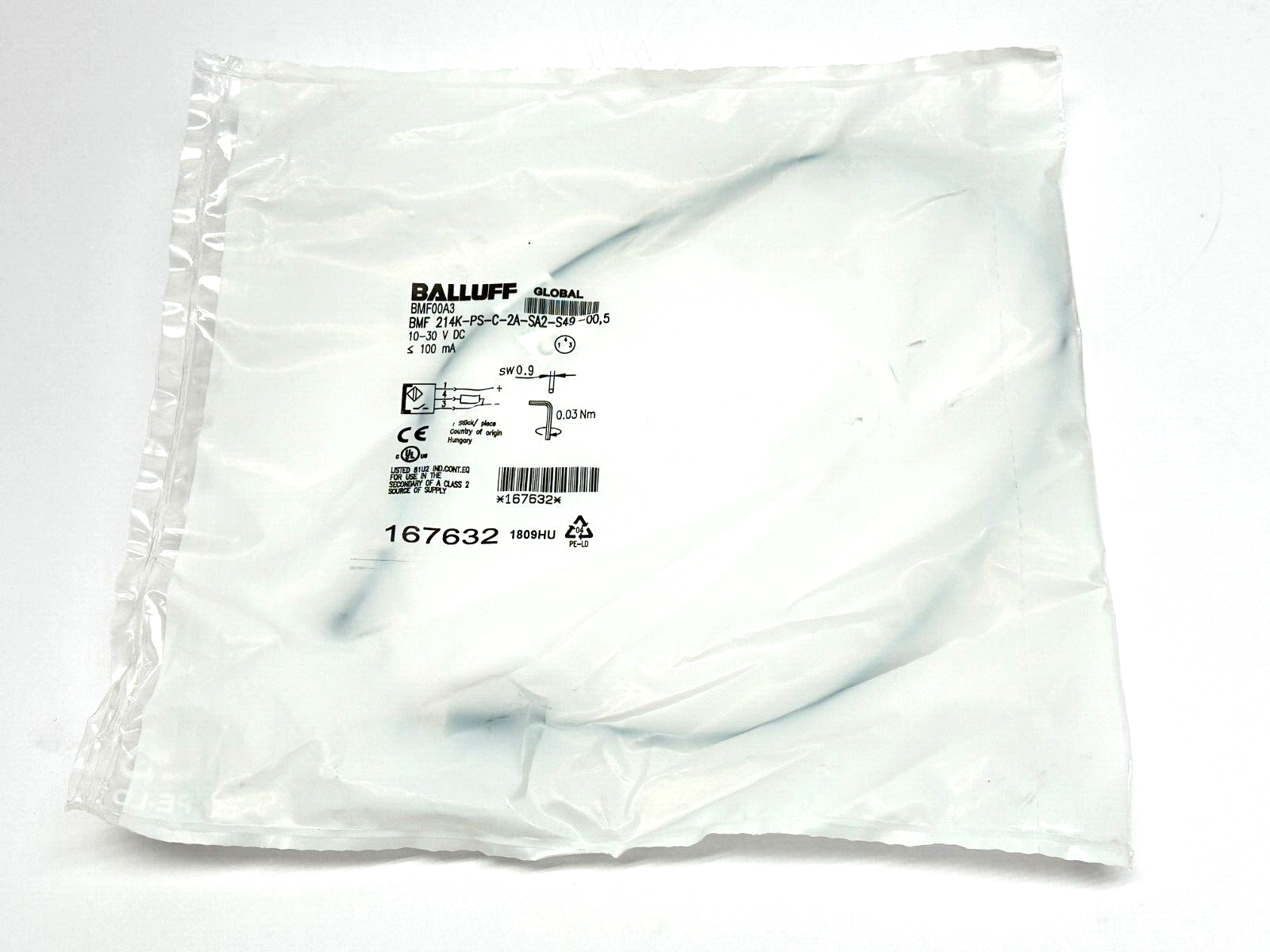 BMF 214K-PS-C-2A-SA2-S49-00,5 | Balluff Proximity Switch Sensor BMF00A3 - New - Maverick Industrial Sales