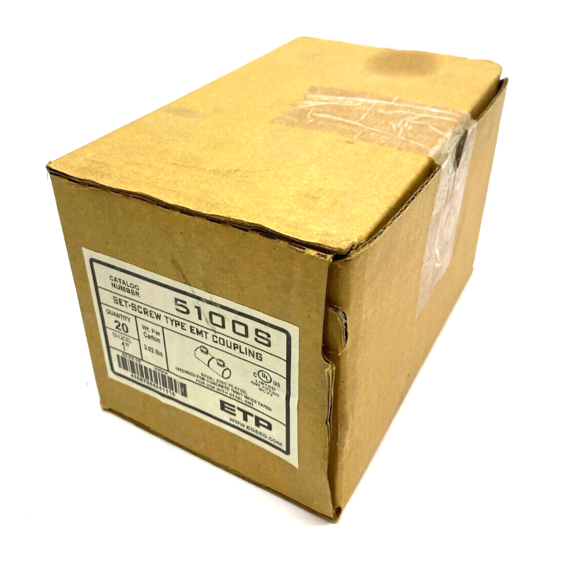 5100S | ETP Set-Screw Type EMT Coupling 1" Zinc Plated PKG OF 20 - New - Maverick Industrial Sales