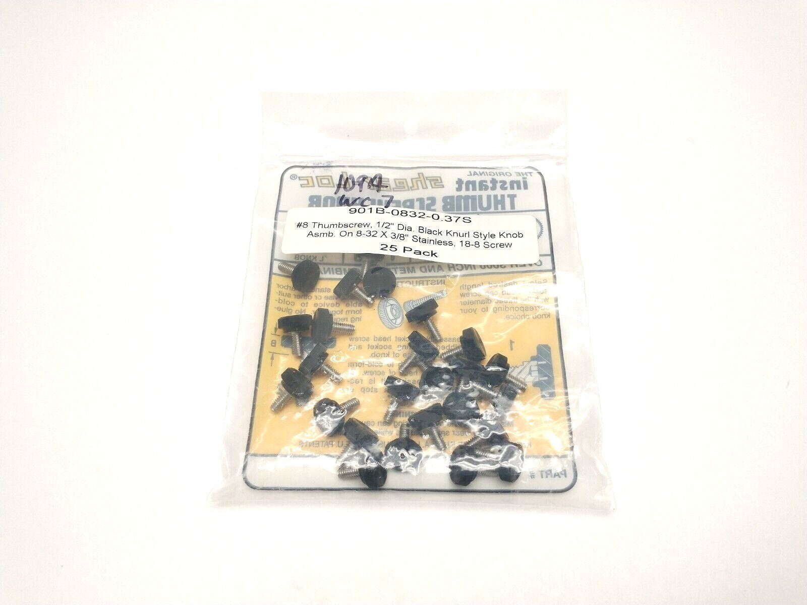 Shear-Loc 901B-0832-0.37S Knurl Knob #8 Thumbscrew SS 1/2" Dia 8-32x3/8" 25 PACK - Maverick Industrial Sales