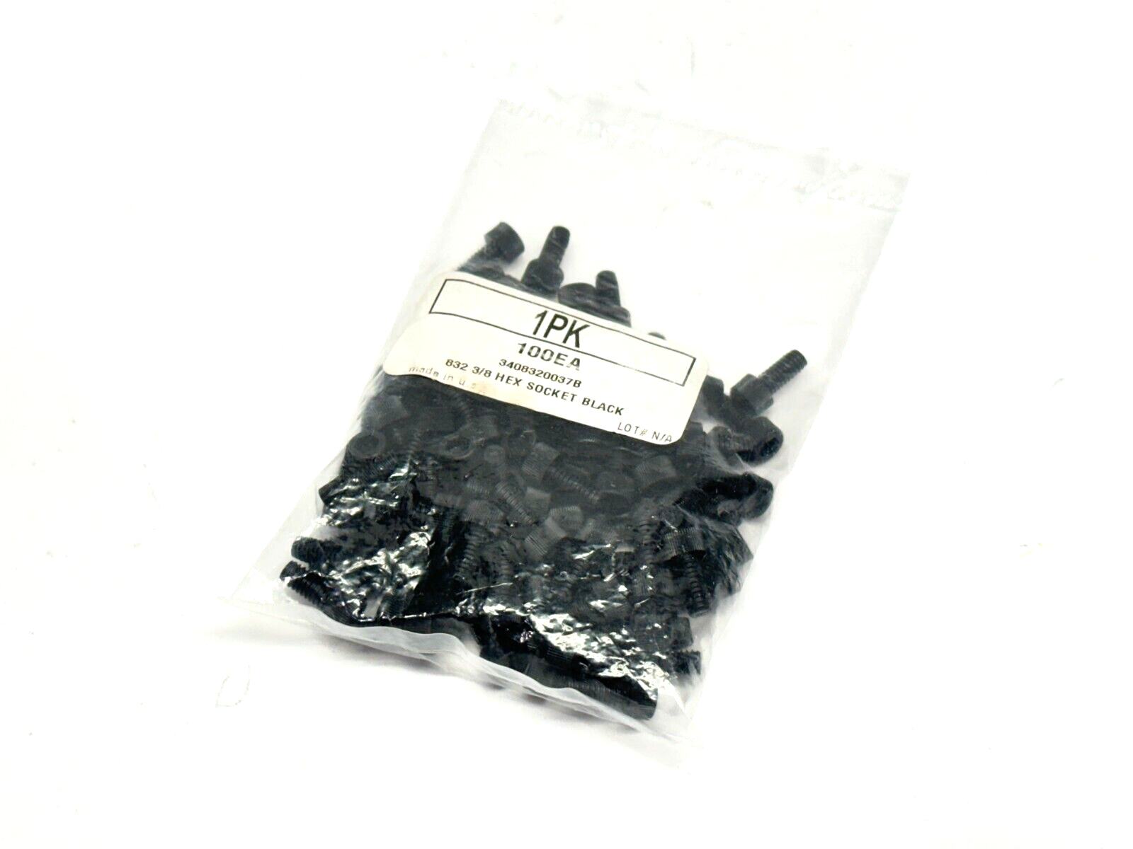 3408320037B | Essentra Hex Socket Cap Screw 8-32 Thread 3/8 Black Nylon PKG OF 100 - New - Maverick Industrial Sales