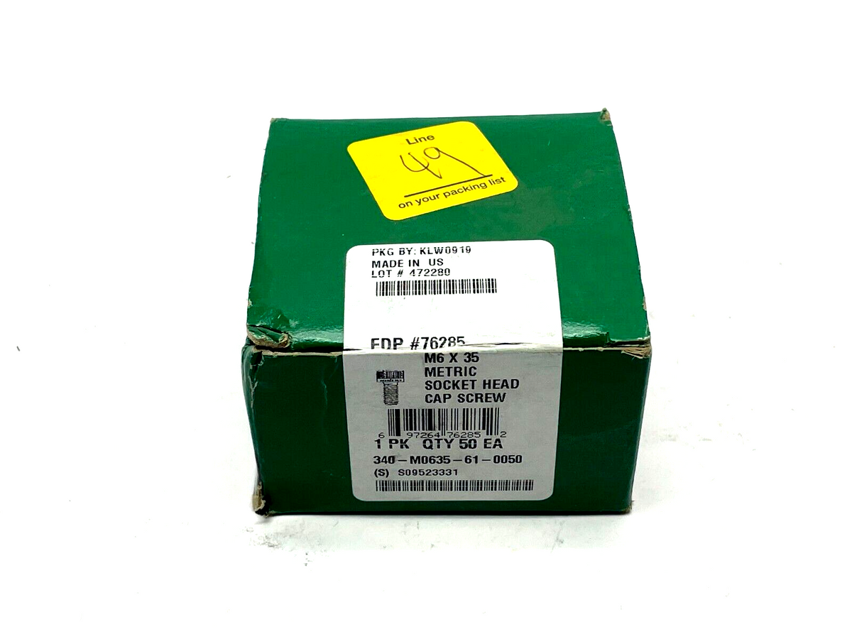 | Socket Head Screw Black-Oxide M6 x 1mm Thread 35mm L Partial Thread PKG OF 50 - New - Maverick Industrial Sales
