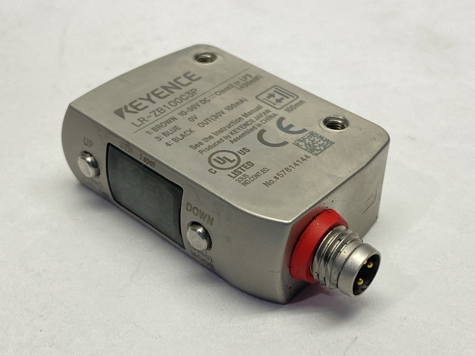 LR-ZB100C3P | Keyence Self-Contained CMOS Laser Sensor Rectangular w/ M8 Connector - Used - Maverick Industrial Sales