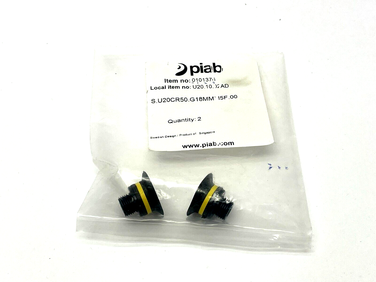 Piab S.U20CR50.G18MMM5F.00 Suction Cup 0101376 PKG OF 2 - New - Maverick Industrial Sales