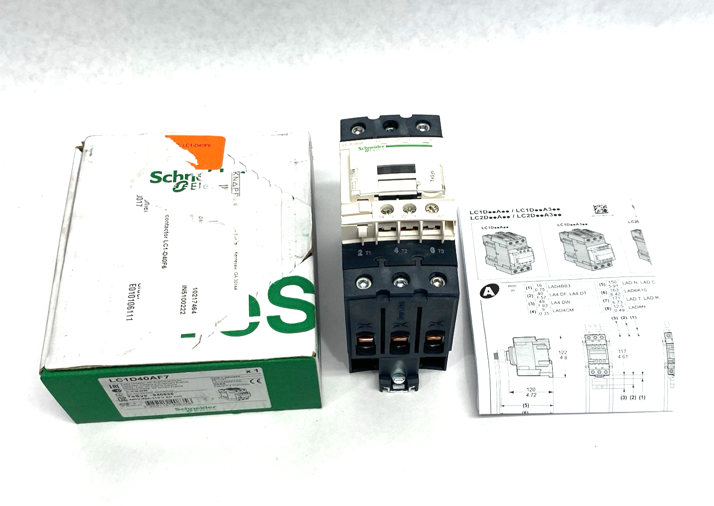 Schneider Electric LC1D40AF7 IEC Contactor, TeSys Deca, Nonreversing, 40A - Maverick Industrial Sales