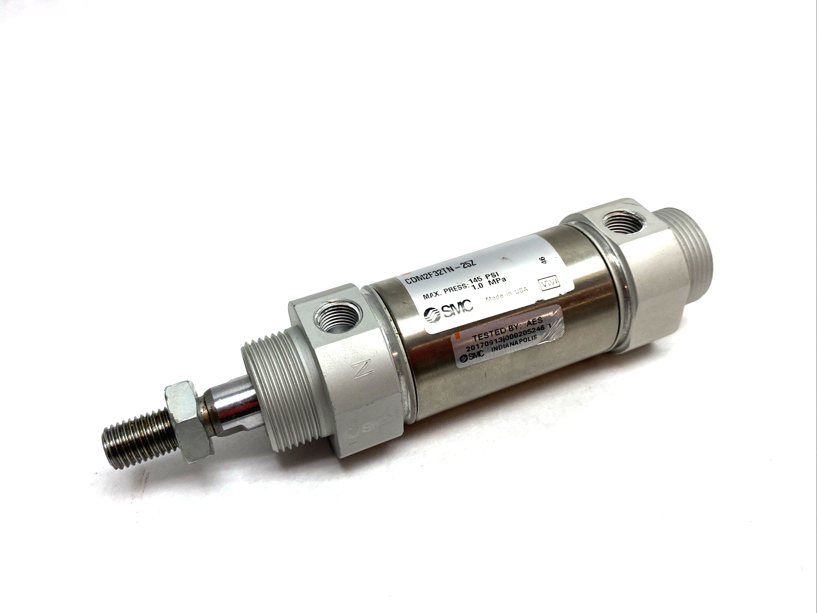 CDM2F32TN-25Z | SMC Round Body Pneumatic Cylinder 32mm Bore 25mm Stroke - Used - Maverick Industrial Sales