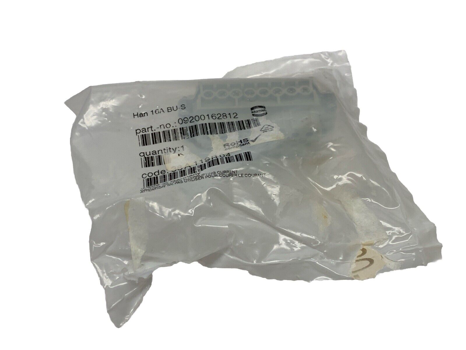 Harting Han 16A BU-S Industrial Connector Female 16 Contact 16A 09 20 016 2812 - New - Maverick Industrial Sales