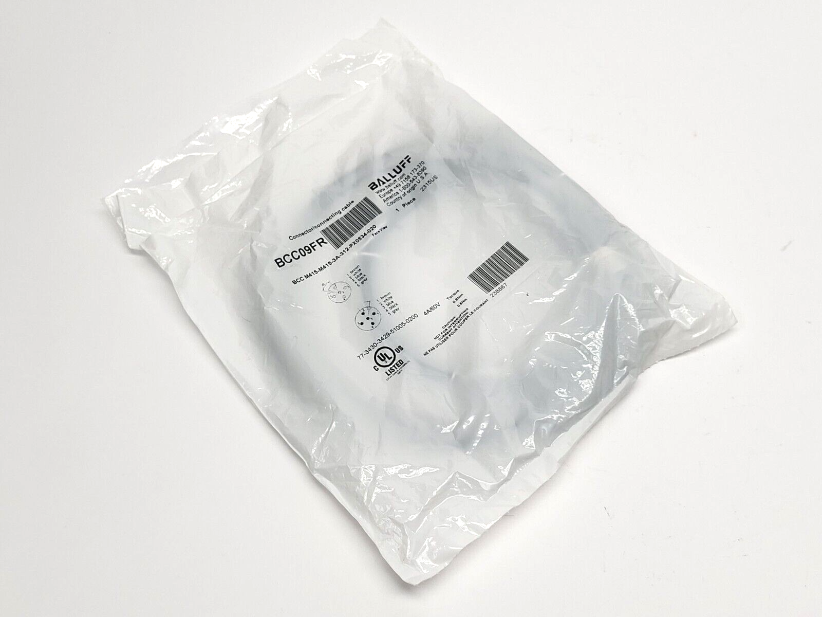 Balluff BCC M415-M415-3A-312-PX0534-020 Double Ended Cordset BCC09FR - New - Maverick Industrial Sales