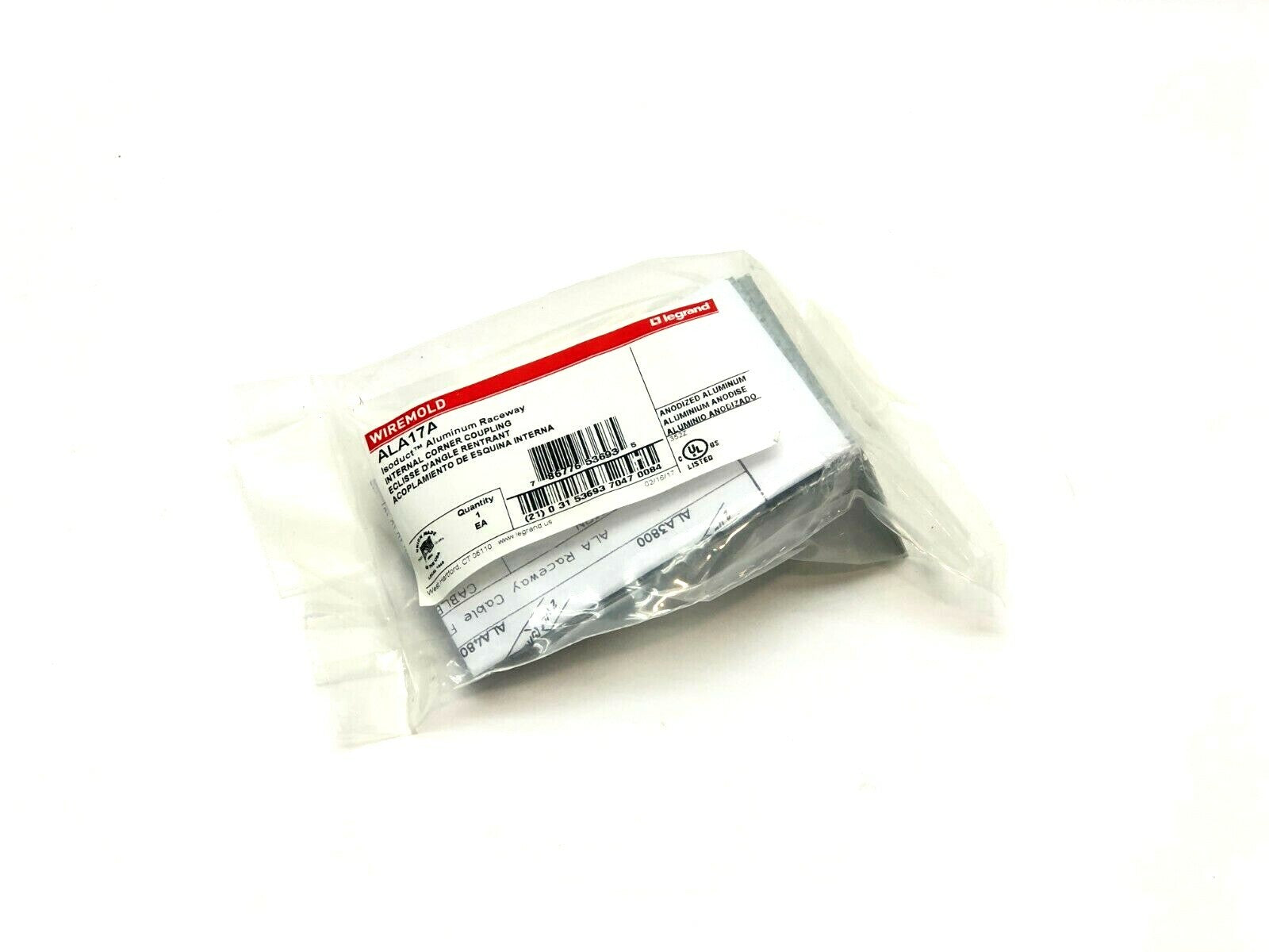 Wiremold ALA17A Isoduct Aluminum Raceway Internal Corner Coupling - Maverick Industrial Sales
