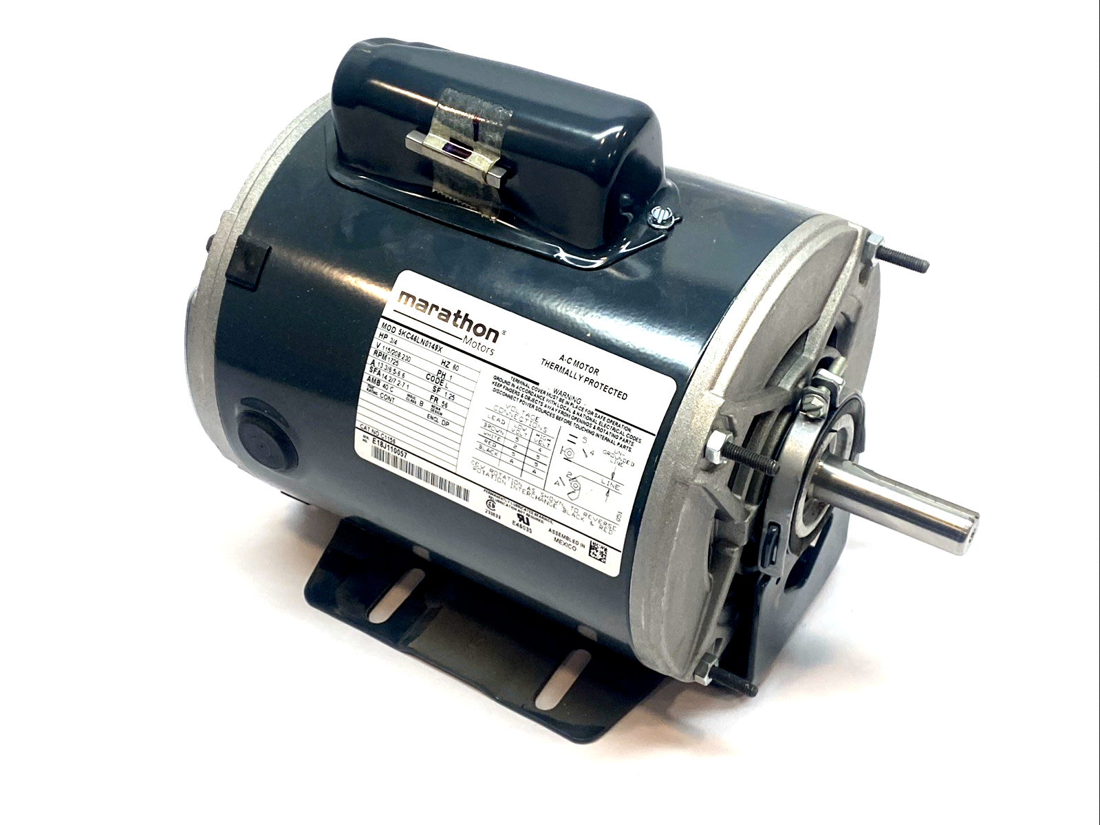 5KC46LN0149X | Marathon Motor 3/4HP 1725RPM 56 Frame 115/208-230V 1PH TOP DENT - New – Open box - Maverick Industrial Sales