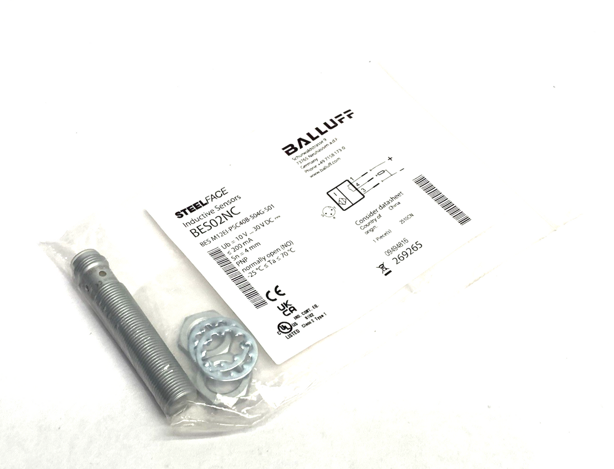 Balluff BES02NC Inductive Sensor High-Pressure Resist. BES M12EI-PSC40B-S04G-S01 - Maverick Industrial Sales
