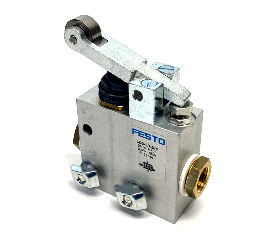 Festo GGO-1/4-3/8 One-Way Flow Control Valve, Roller Lever G1/4 3634 - Maverick Industrial Sales