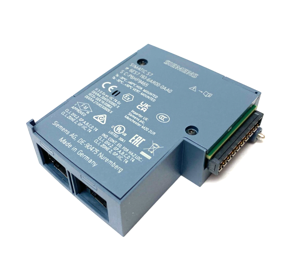 Siemens 6ES7193-6AR00-0AA0 SIMATIC ET 200SP Bus Adapter Module BA 2xRJ45 - Maverick Industrial Sales