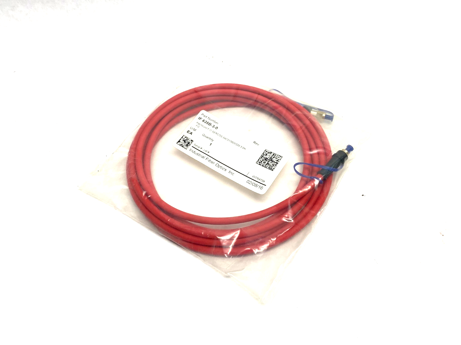 Industrial Fiber Optics IF 635B-3-0 Patchcord F/O SERCOS 84C01000S333 3.0m - Maverick Industrial Sales