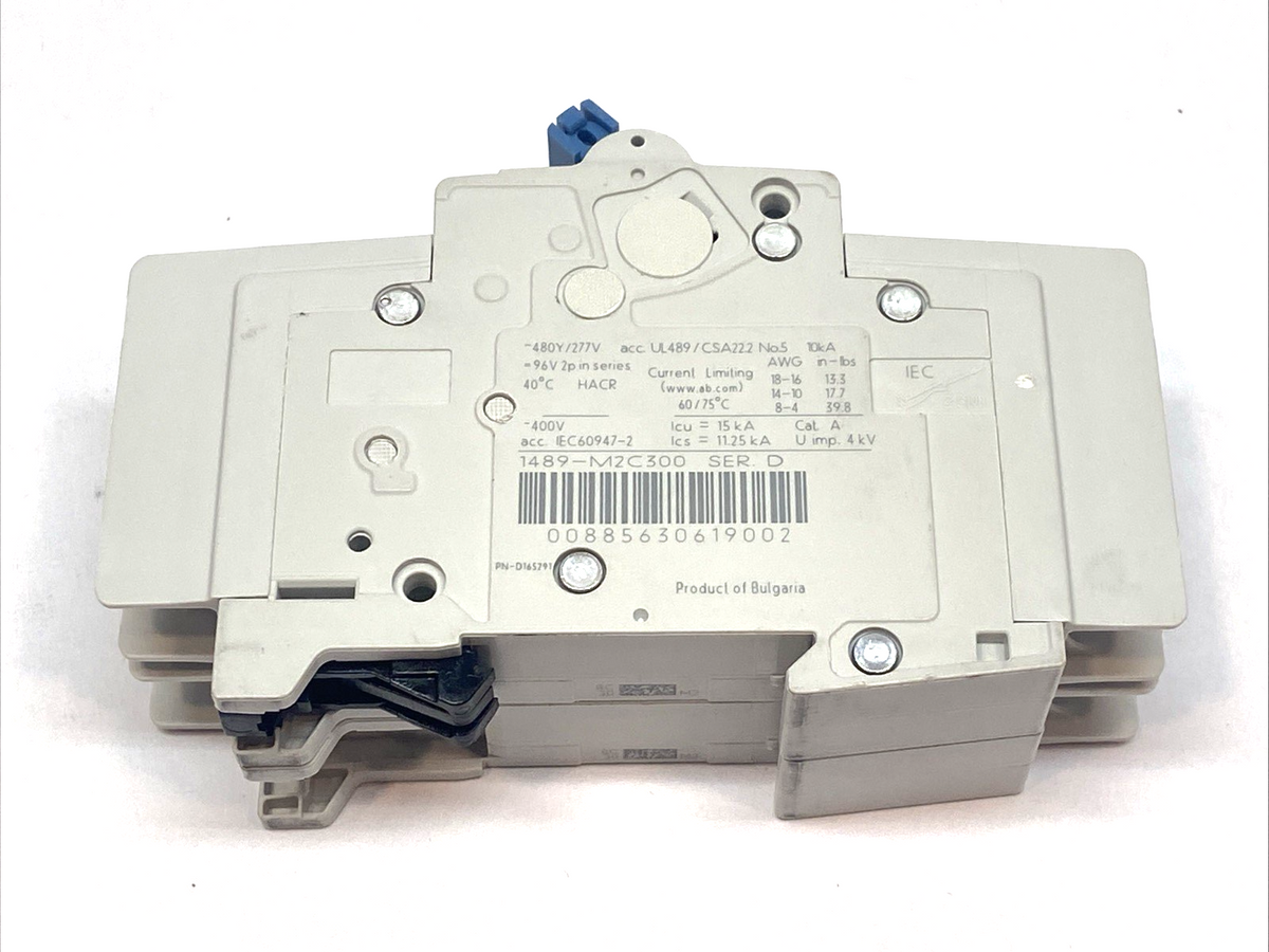 1489-M2C300 | Allen Bradley Ser. D 2 Pole Circuit Breaker ~480Y/277V 50/60Hz 30A- Used - Maverick Industrial Sales