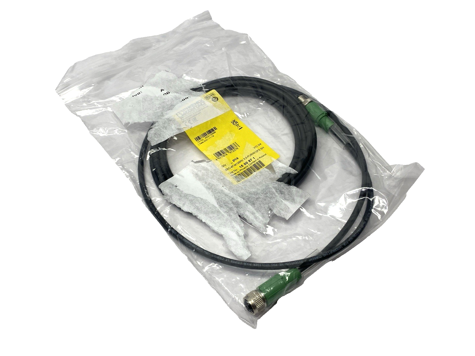 Phoenix Contact SAC-4P-M12MS/ 3,0-PUR/M12FS SH Double Ended Cordset 3m 1500871 - Maverick Industrial Sales