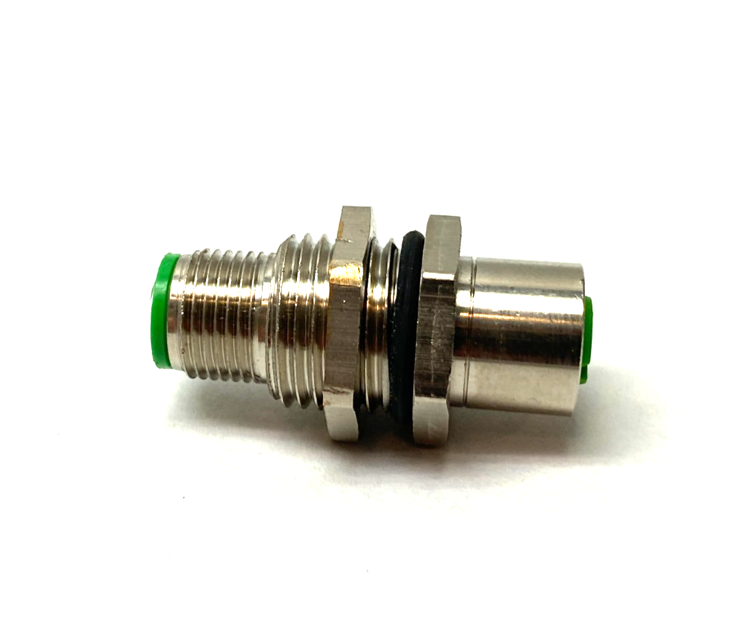 None | Panel Mount M12 5-Pin Male to Female Bulkhead Cable Connector, M16 Thread Mount - New Other - Maverick Industrial Sales
