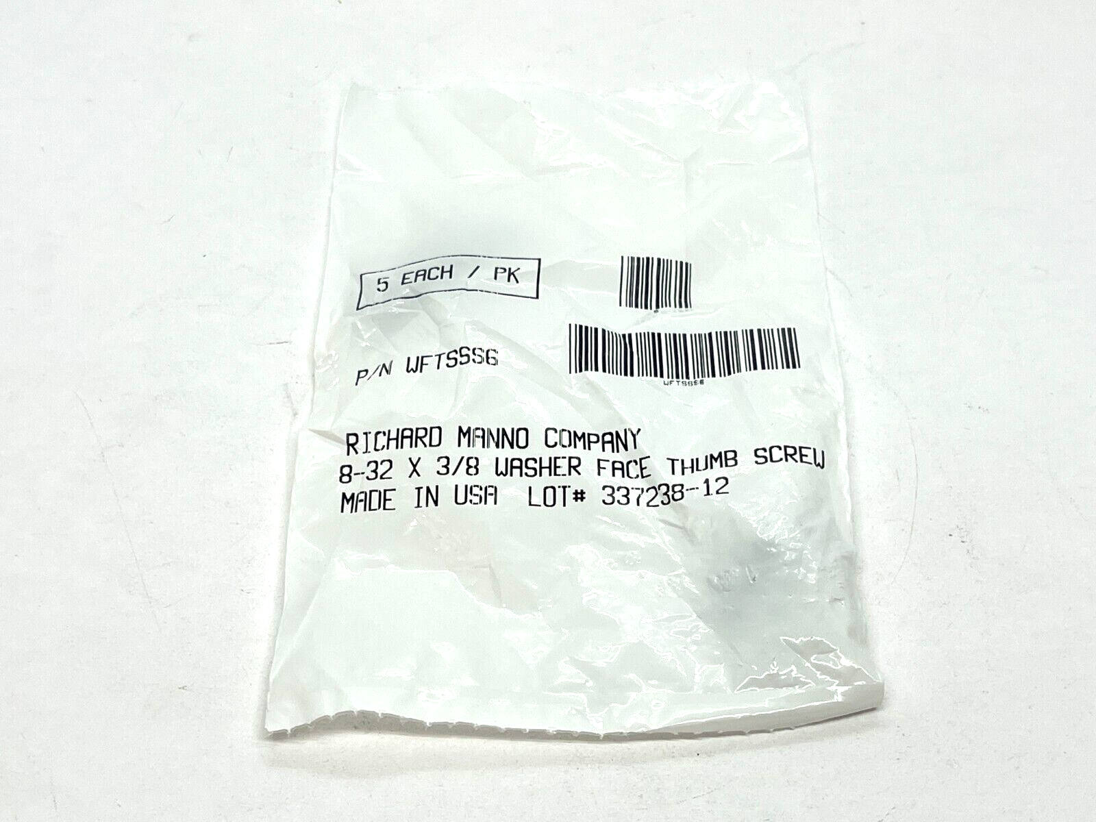 Richard Manno WFTSSS6 Washer Face Thumb Screw 8-32 X 3/8" LOT OF 5 - Maverick Industrial Sales