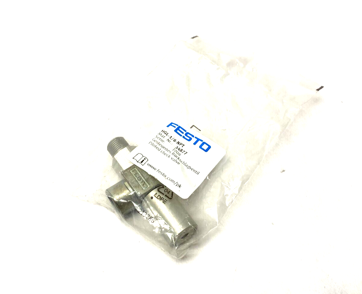 Festo HGL-1/8-NPT Piloted Check Valve J208, 34877 - Maverick Industrial Sales