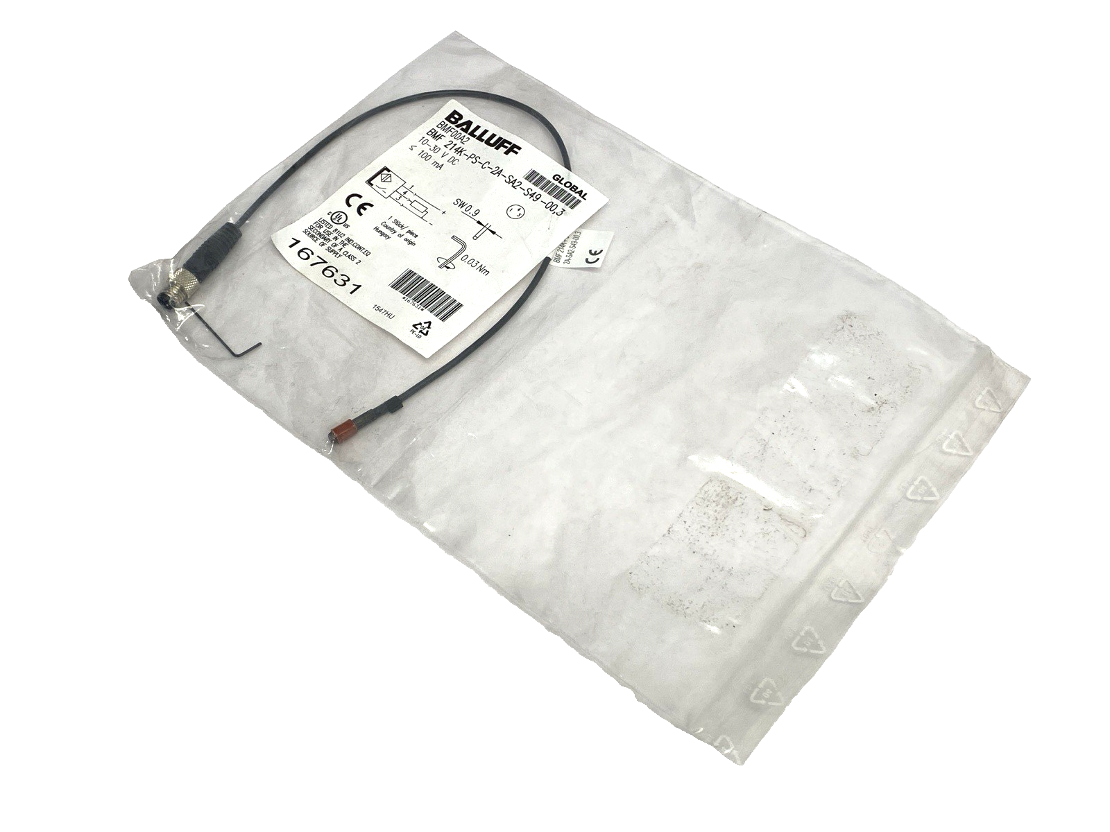 Balluff BMF 214K-PS-C-2A-SA2-S49-00,3 Magnetic Field Cylinder Sensor BMF00A2 - Maverick Industrial Sales