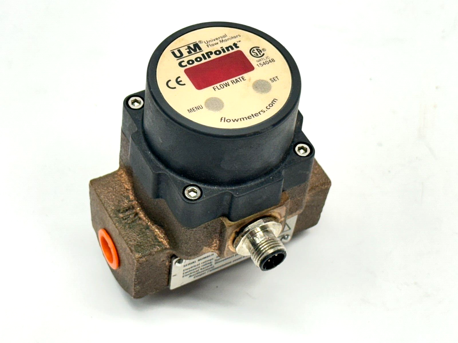 Universal Flow Monitors CP2 CoolPoint Vortex Shedding Flowmeter 30VDC 1/4" NPT - For parts or not working - Maverick Industrial Sales