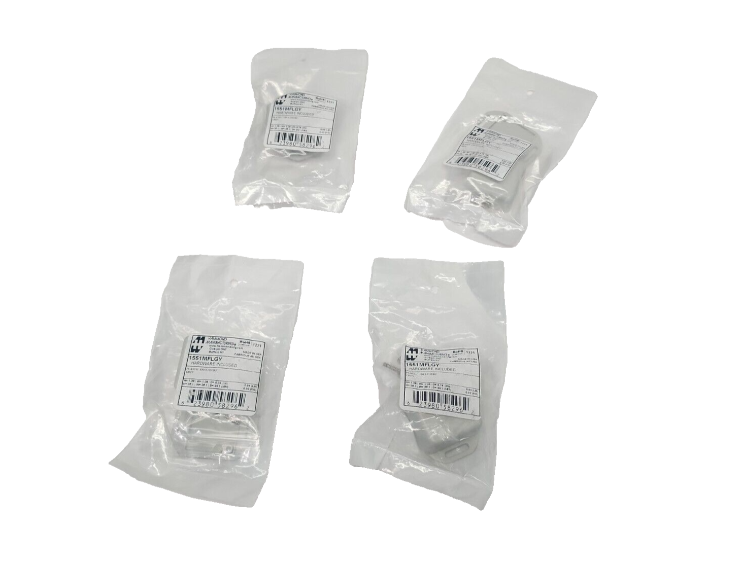 Hammond Manufacturing 1551MFLGY Gray Plastic Enclosure w/ Lid 35mmx20mm LOT OF 4 - New - Maverick Industrial Sales